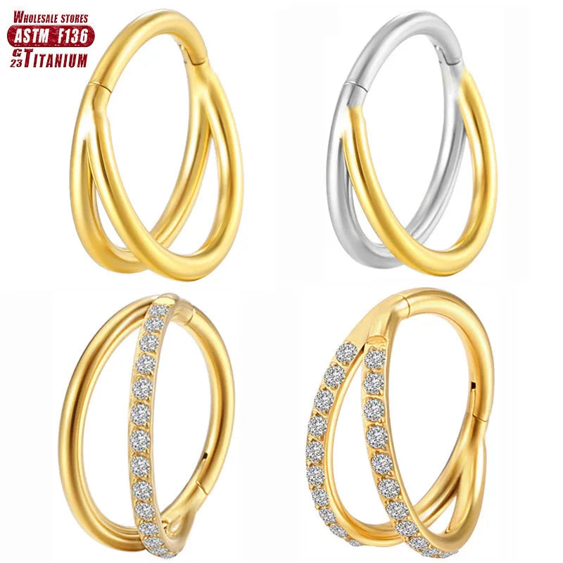 Titanium alloy fork-style nose ring body jewellery shown in silver finish.