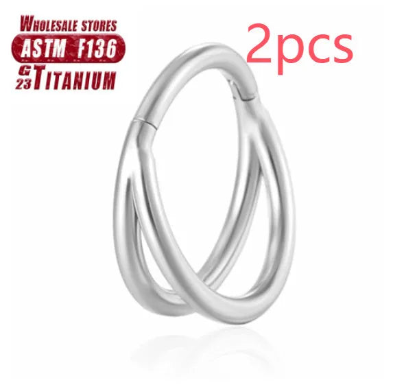 Titanium alloy fork nose ring in silver colour with diamond treatment and fork closure mechanism