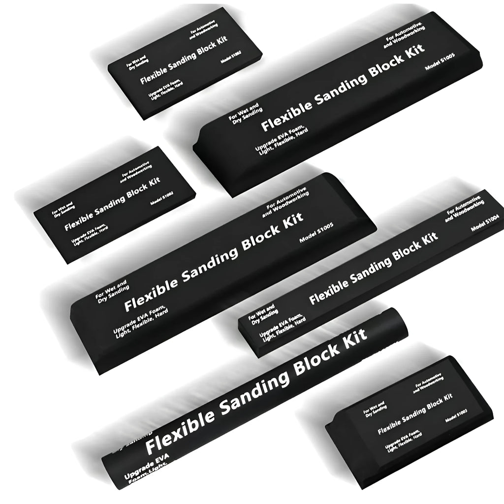 Set of seven black metal frosted blocks for craft and modelling work.