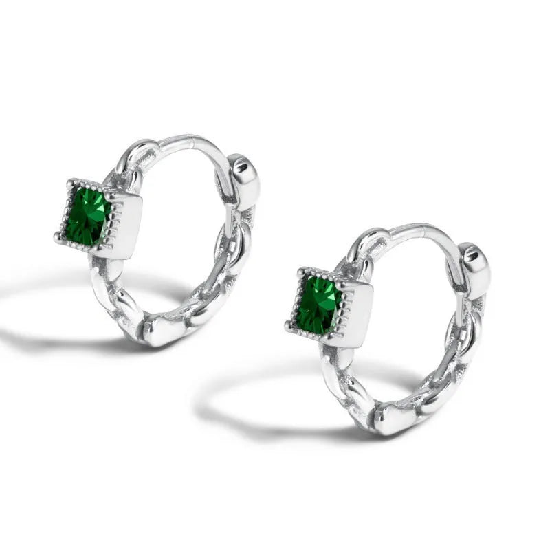 925 silver square zircon geometric minimalist earrings for women casual wear W-GN colour