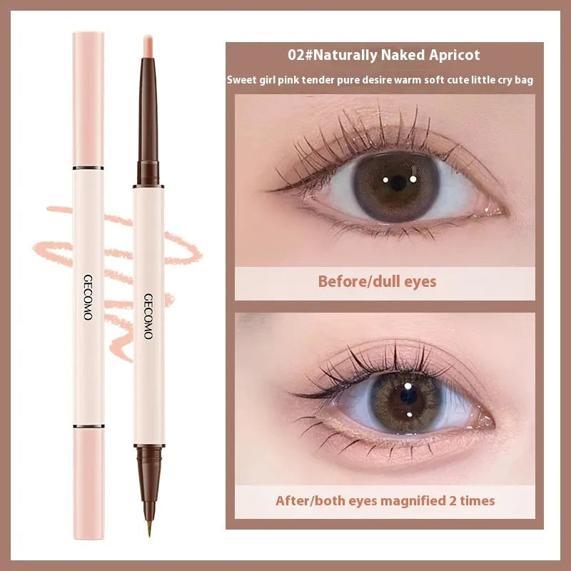 Double-headed silkworm eyeliner pen with stereoscopic star eyes design in pearlescent colours