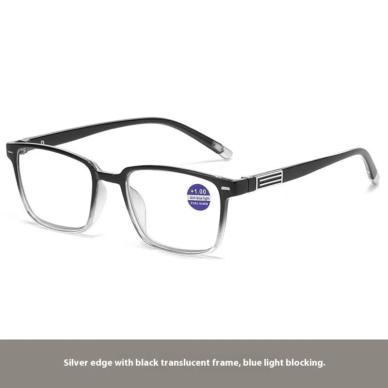 Multifocal reading glasses with anti-blue light and colour-changing lenses in various frame colour options