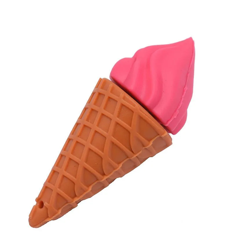 Pink mini ice cream shaped USB memory stick flash drive on white background