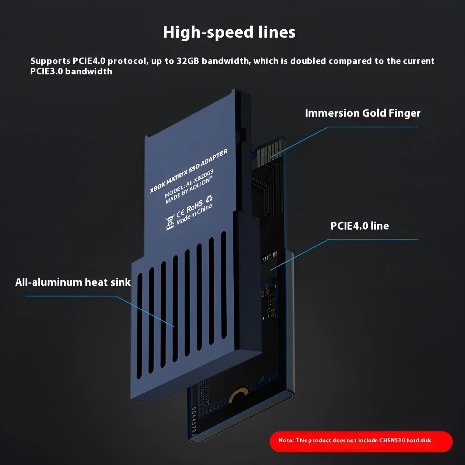 Aluminium alloy hard disk switching box for Xbox Series S and X consoles with CFexpress interface