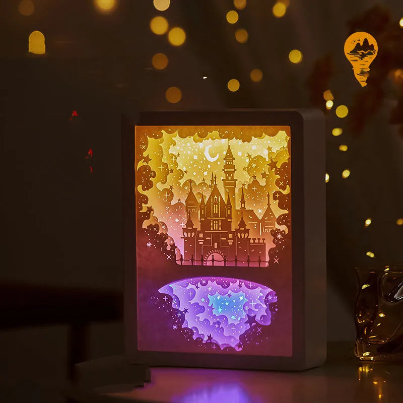 USB bedside night light with three-dimensional paper carving design and remote control