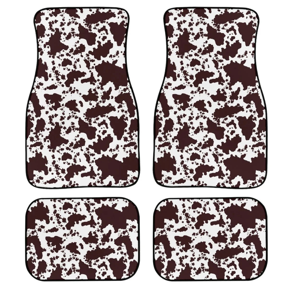 Black rubber car floor mats four-piece set showing textured surface and 20mm thickness.