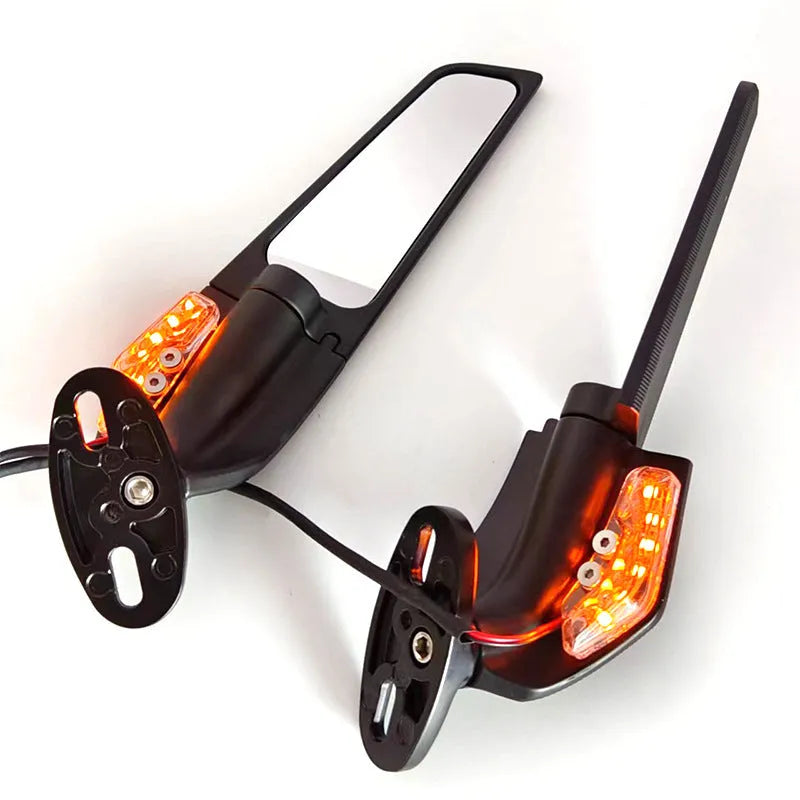 SH-620-5 model aluminium alloy motorcycle spoiler rearview mirror with convex glass and yellow light