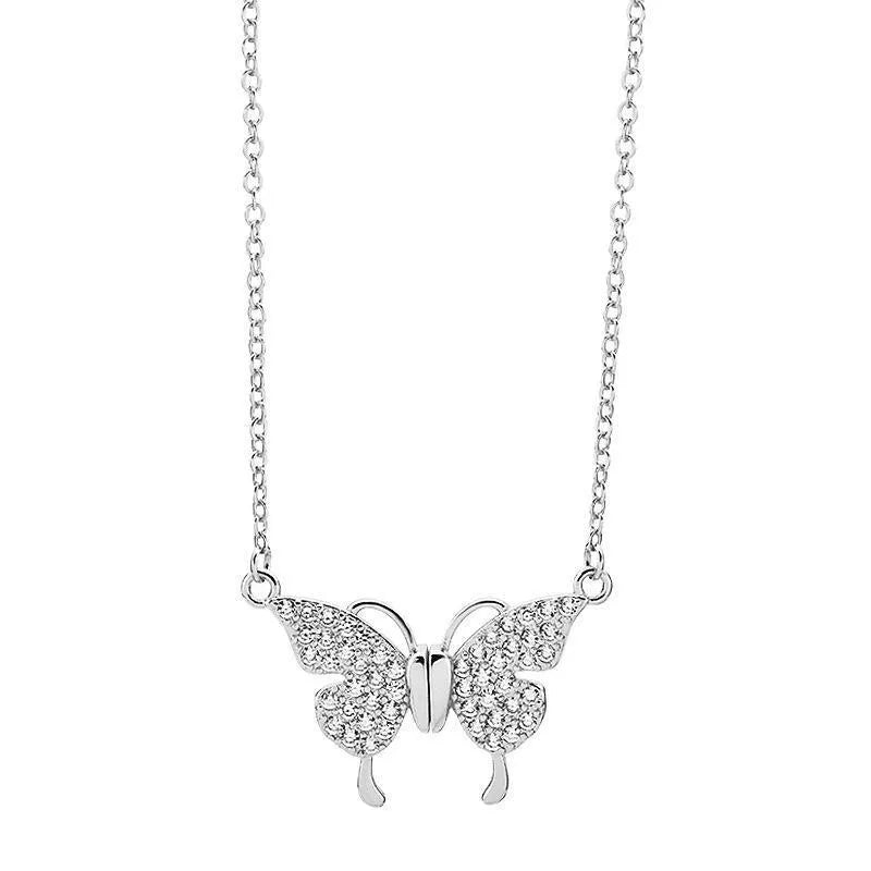 Women's titanium steel twisted chain necklace with magnetic butterfly pendant in gold or silver