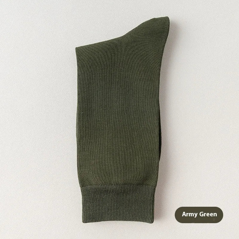Men's pure cotton mid-calf business socks in solid colours with sweat absorption and deodorant function