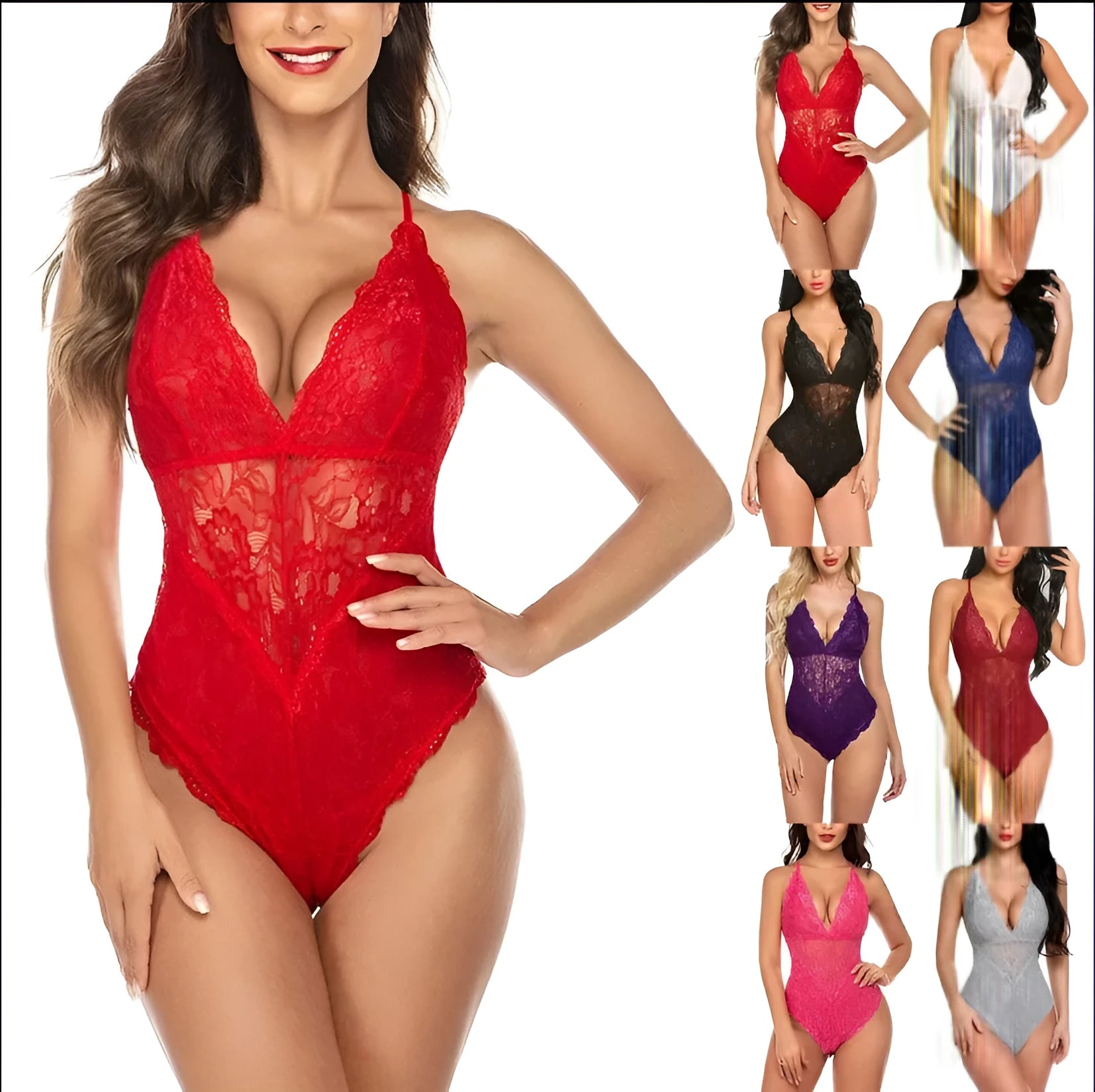 Polyester lace bodysuit lingerie in available colour, one-piece style, women's underwear