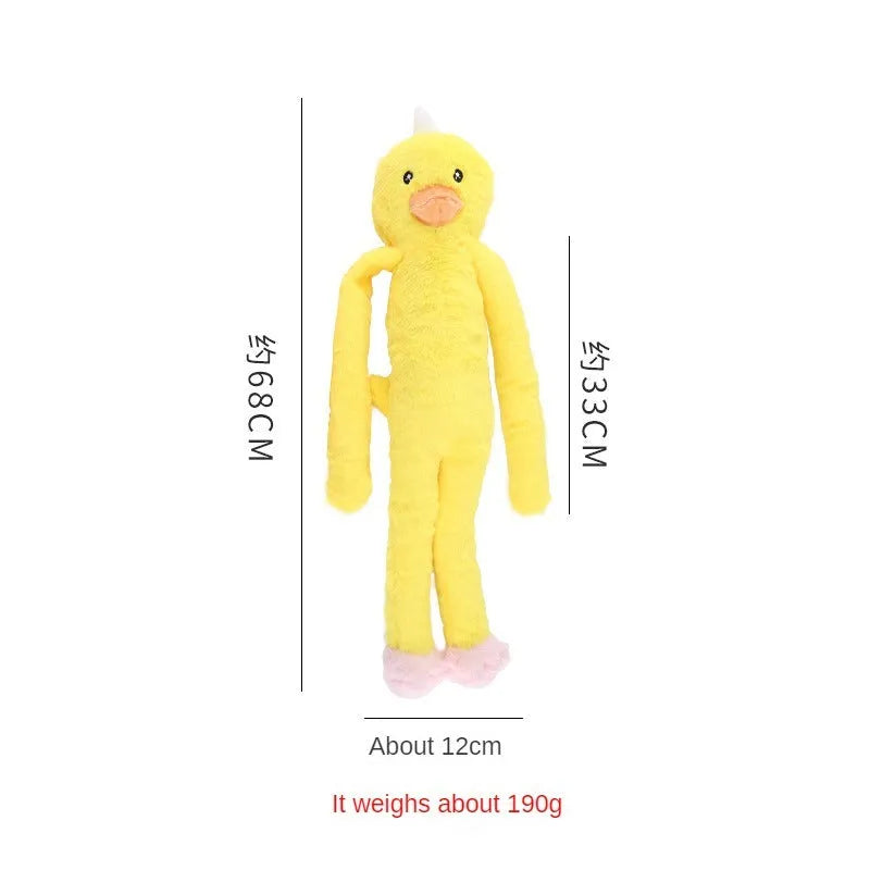 Plush dog toy with sound features for large breeds in pink and yellow colour options