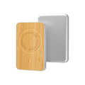 Khaki magnetic wireless charging bank 5000mAh with alloy shell and USB port