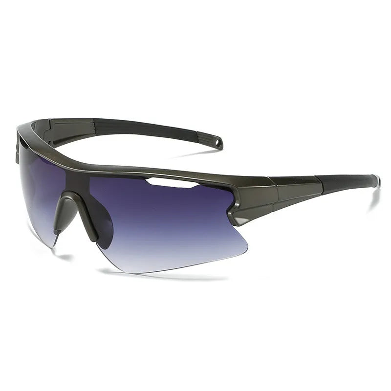Windproof sports sunglasses with polycarbonate UV400 lenses in black frame grey lens option