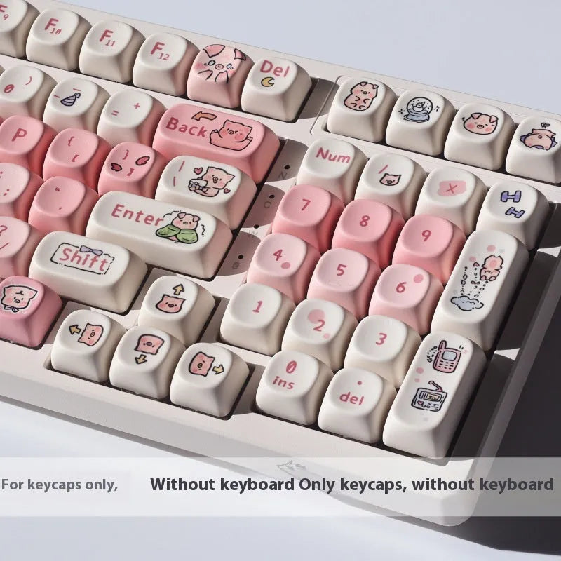 Pink Fragrant Pig PBT keycap with five-sided sublimation printing for mechanical keyboards
