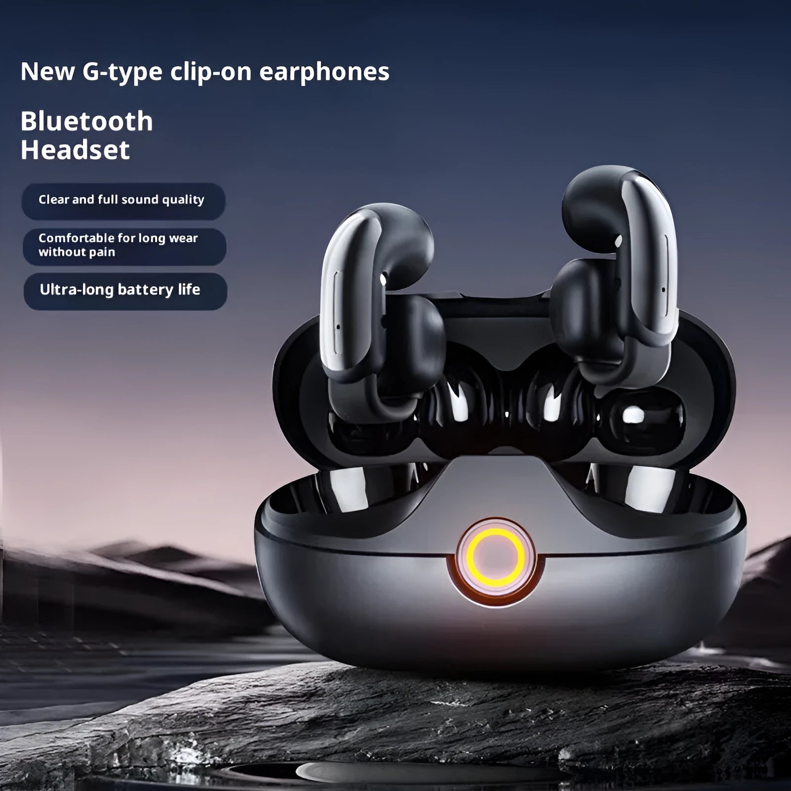 Bone conduction clip on headphones in DX09 Star Black with noise reduction for sports