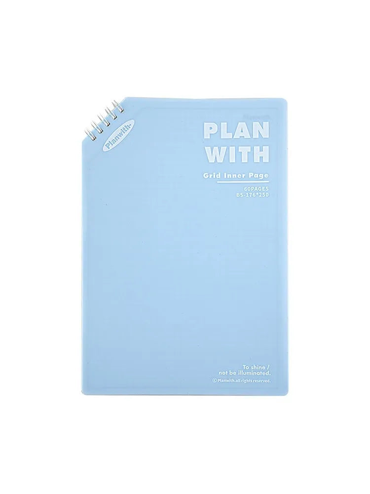Artsy Ins Style student draft notebook in A5 size with a blue plaid cover, showing oblique angle design.