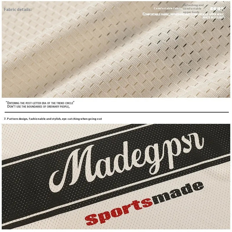 Apricot sports jersey V-neck top with drop-shoulder sleeves and letter pattern