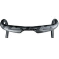 Carbon fibre road bike drop handlebar shown in a black finish, with ergonomic bends for brake hoods and drops.