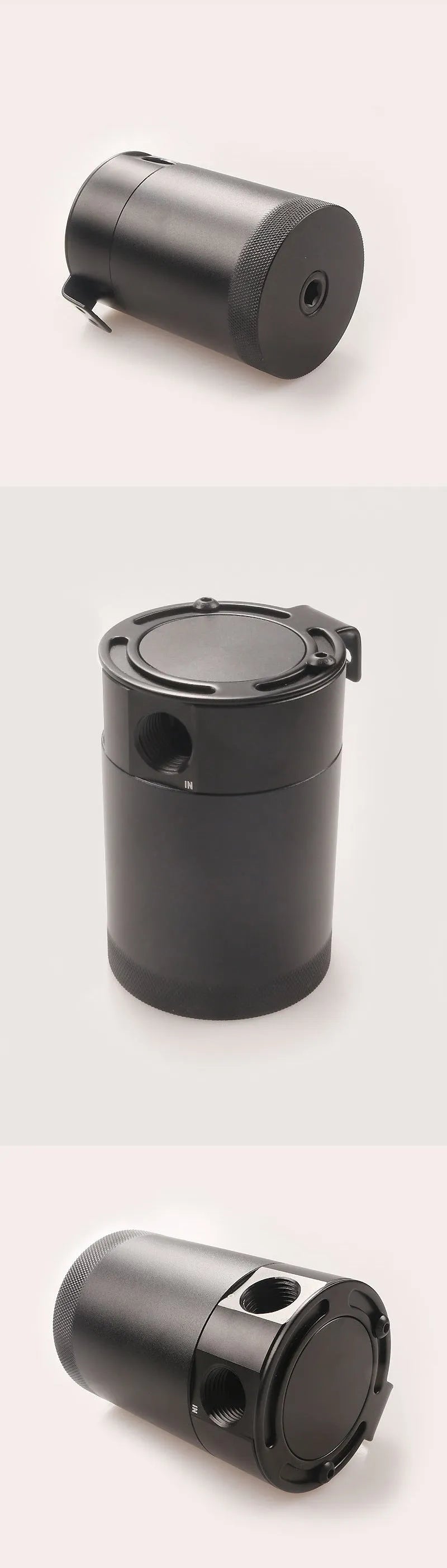 Two-hole aluminium automotive oil can with oil drain valve and connectors for vehicle maintenance