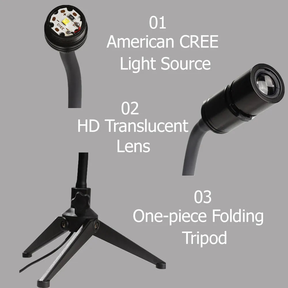 Earth and Moon projection lamp with adjustable hose bracket showing celestial projection effects