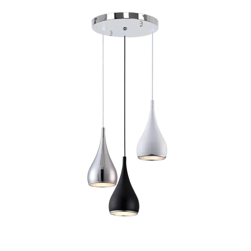 Minimalist iron chandelier ceiling light in black, chrome or white with single head or multi-head disc styles