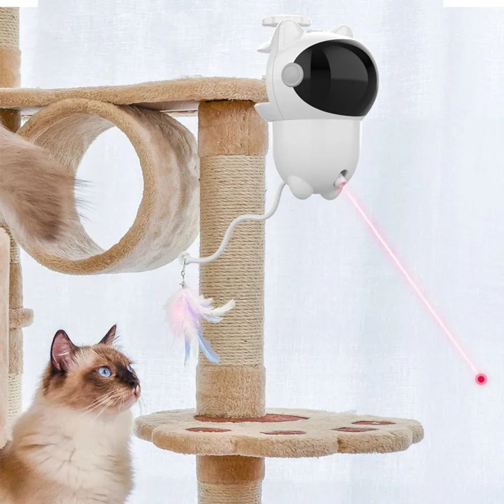 White ABS intelligent cat laser toy with automatic random moving red dot