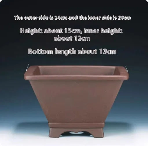 Purple clay square succulent bonsai pot with classical design for plant display