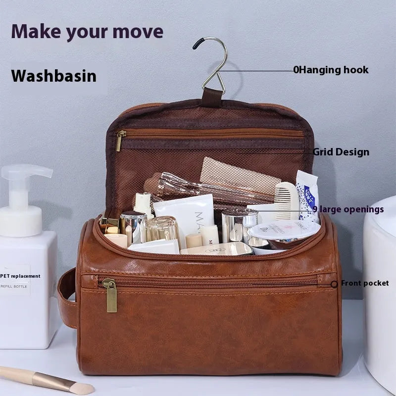 Waterproof cosmetic storage bag in European American retro style with large capacity interior