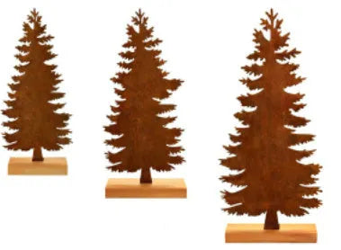 Three metal Christmas tree ornaments with elk motifs in rustic patina finish