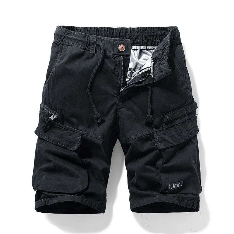 Men's summer shorts with multiple zipper pockets in cotton fabric available in four colours