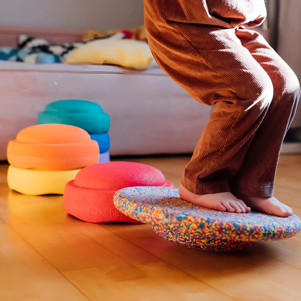 Children's plastic surf balance board in mixed colour wood pattern for 4-6 year olds
