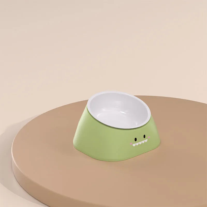 15-degree tilted cervical spine protection cat bowl in stainless steel and PP plastic with fall-resistant design