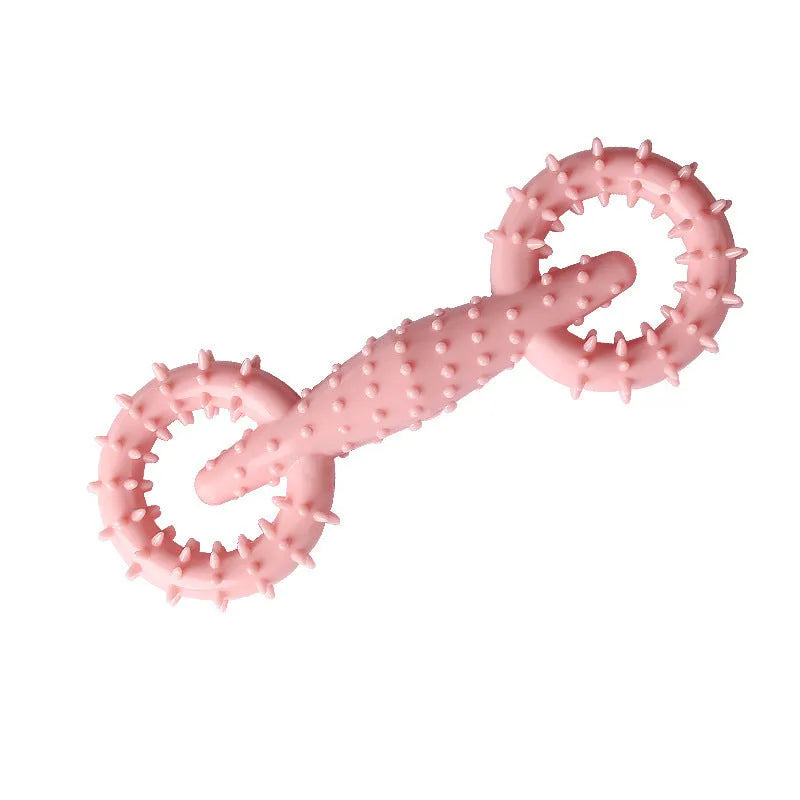 Blue TPR dog chew ring toy for puppy teething measuring 16cm diameter