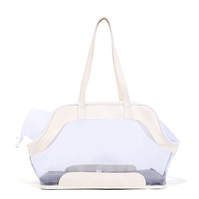 MOORPET leather cat outing carry bag with 25 litre capacity in Milan White colour