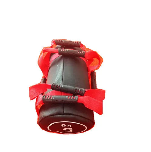White PVC fitness training sandbag for weight lifting in various kg options.