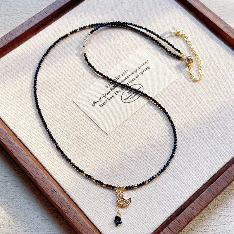 Women's handmade multi-layer bracelet with blue sand stone beads on three interlocking rings