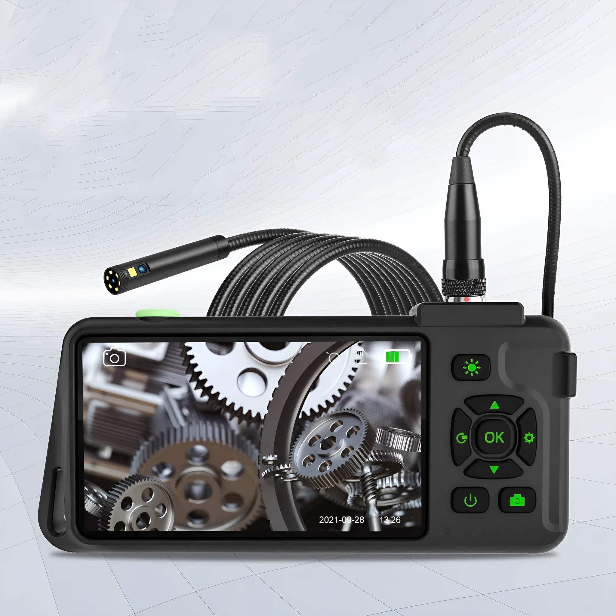Portable handheld industrial endoscope with 4.5-inch IPS screen and 1 metre inspection cable
