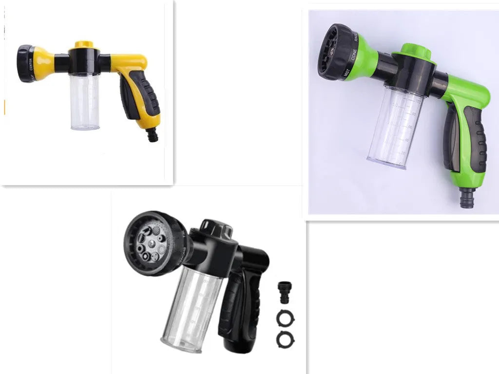 Green high pressure foam spray gun with adjustable nozzle for car washing and garden watering