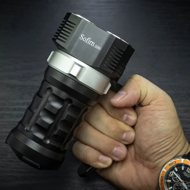 Aluminium alloy diving torch flashlight with waterproof case for outdoor use
