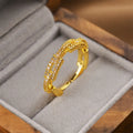 Gold electroplated geometry-shaped adjustable women's ring on copper base