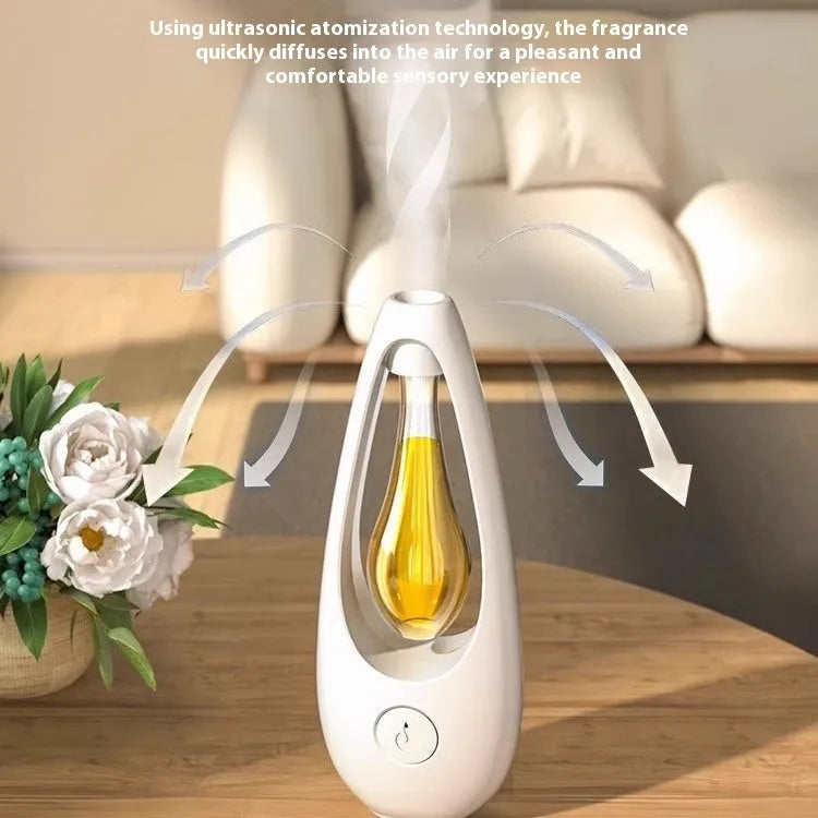 Ultrasonic dual-function aroma diffuser and mosquito repellent device with essential oil bottle.