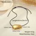 Men's adjustable stainless steel necklace with geometric pendant in gold or silver finish