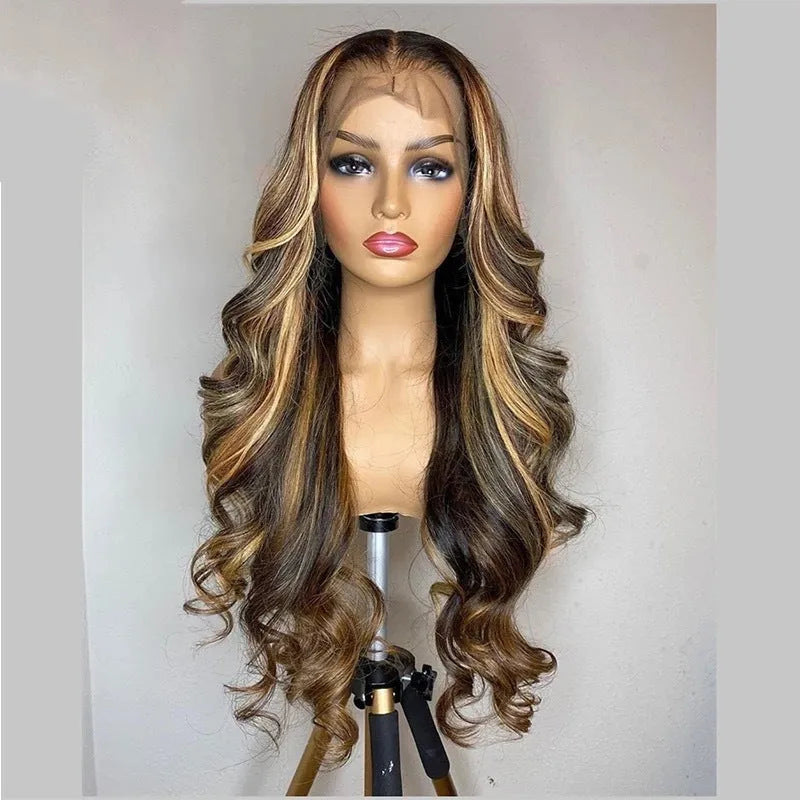 Front lace long curly wig in 134 gradient colour, black or piano option, with side bangs