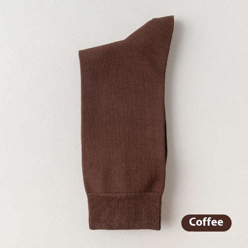 Men's pure cotton mid-calf business socks in solid colours with sweat absorption and deodorant function