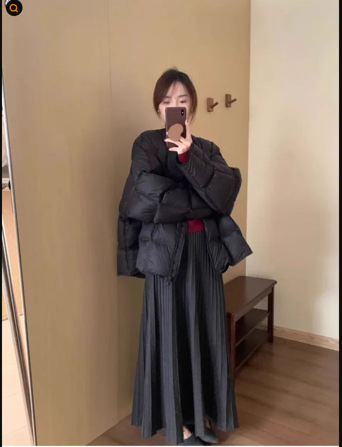 Women's knitted long dress suit set with 3D pattern in dark grey ethnic style
