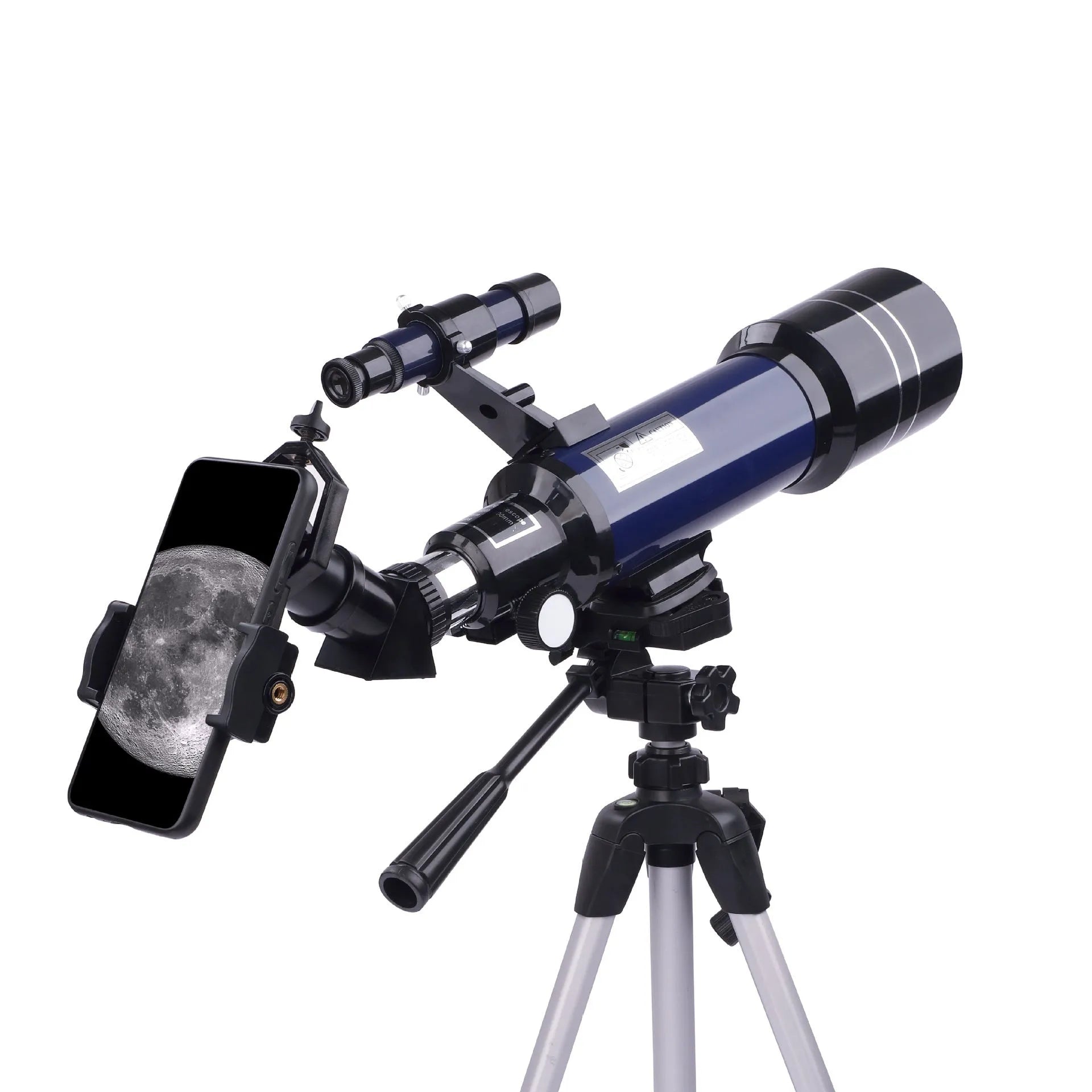 Children's dark blue monocular astronomical telescope with tripod and 16X-66X magnification