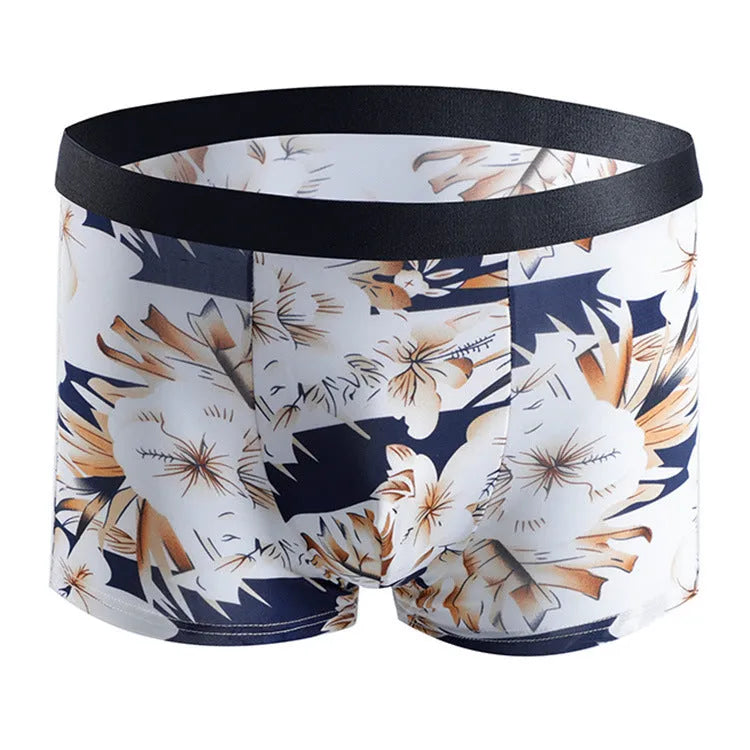 Men's ice silk personalised boxers in mid waist design available in plus sizes with colour options.