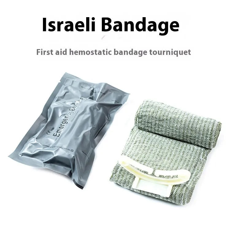 Portable outdoor hemostatic bandage with tactical gauze tape in 4 inch and 6 inch sizes