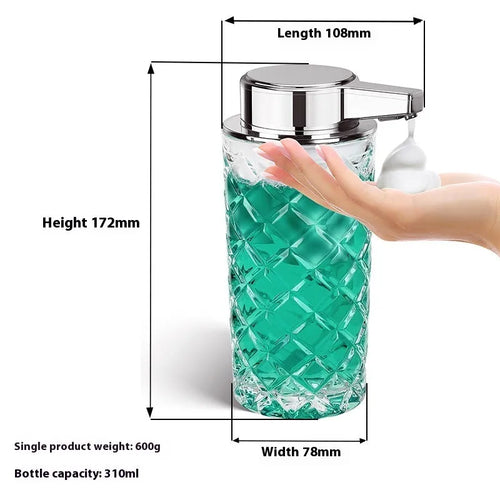 Automatic soap dispenser with silver-plated PET housing and USB Type-C charging port