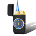 Electronic watch cigarette lighter with LED flashing lamp in multiple metal finishes